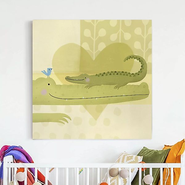 Leinwandbild Kinderzimmer - Quadrat Mama und ich - Krokodile günstig online kaufen