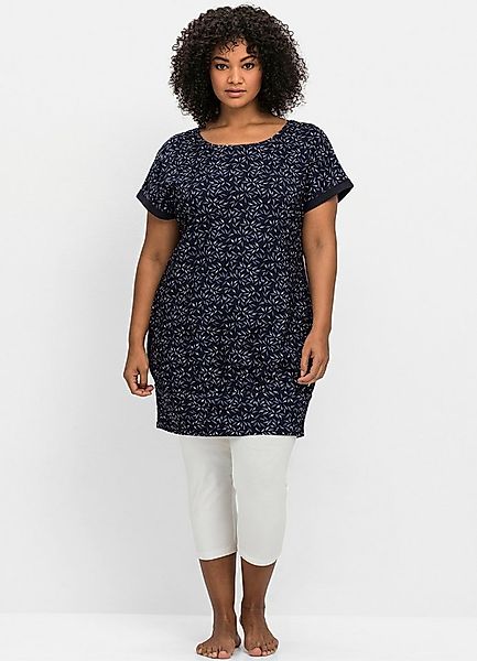 Sheego T-Shirt Freizeitkleid . mit Alloverdruck und breitem Saum günstig online kaufen