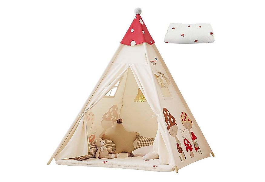 SEHAUSEU Spielzelt Tipi-Zelt Kinderzelt Spielhaus mit Bodenmatte günstig online kaufen