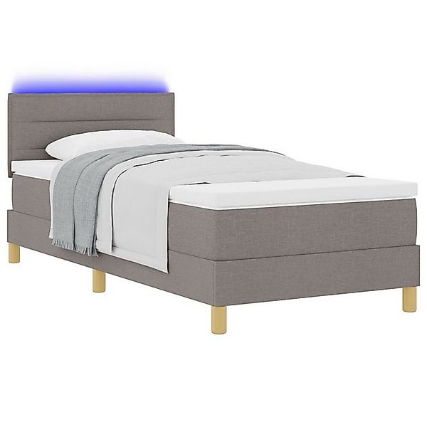 vidaXL Bett Boxspringbett mit Matratze & LED Taupe 90x190 cm Stoff (1-tlg) günstig online kaufen
