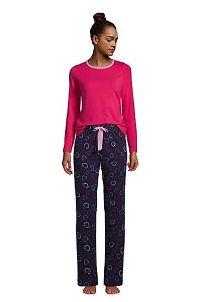 Gemustertes Jersey Pyjama-Set, Damen, Größe: S Normal, Blau, by Lands' End, günstig online kaufen