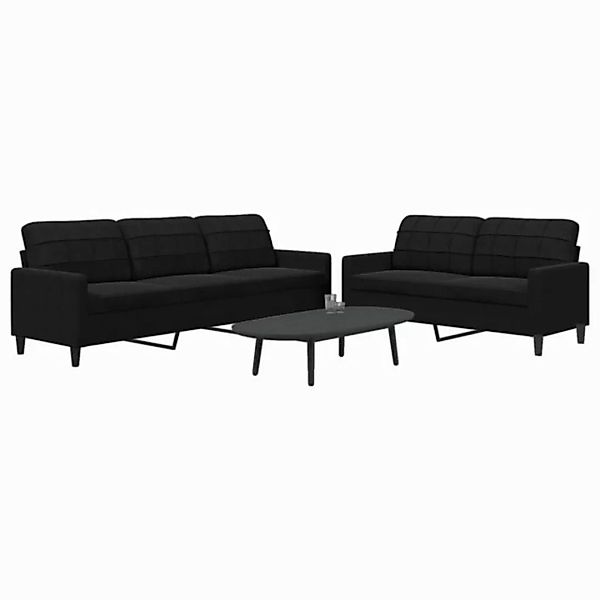 vidaXL Sofa, 2-tlg. Sofagarnitur mit Kissen Schwarz Samt günstig online kaufen