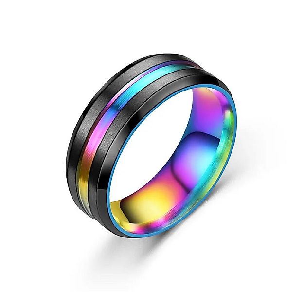 Eyecatcher Fingerring Rainbow Steel – Edelstahlring mit Regenbogenstreifen günstig online kaufen