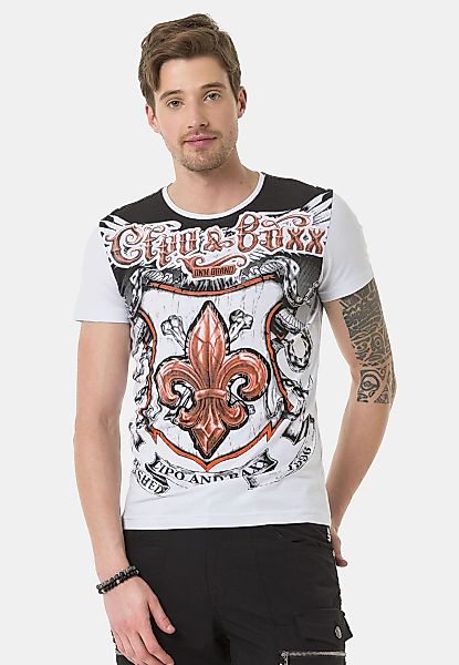 Cipo & Baxx T-Shirt "T-Shirt", mit rockigen Wappen- und Flügelprints günstig online kaufen