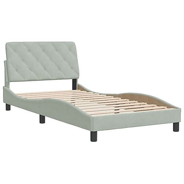 vidaXL Bettgestell, Bettrahmen mit Kopfteil Dunkelgrau 100x200 cm Samt günstig online kaufen