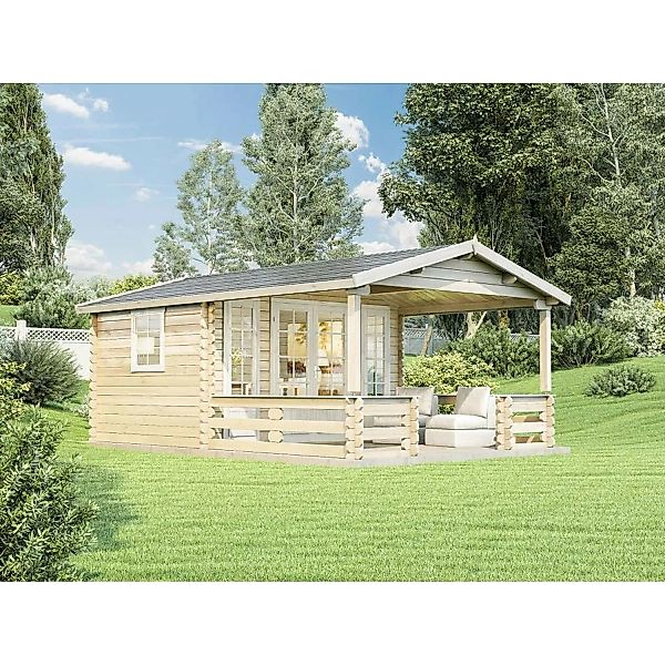 Alpholz Gartenhaus Lappland-B ISO Satteldach 399 cm x 579 cm Braun günstig online kaufen