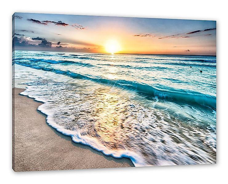 Pixxprint Leinwandbild Meer bei Sonnenuntergang, Meer bei Sonnenuntergang ( günstig online kaufen