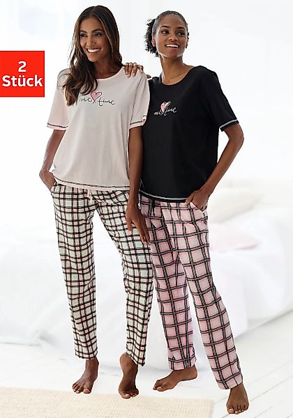 Vivance Dreams Pyjama Packung, 2er Pack, 4 tlg. im Doppelpack mit Karomuste günstig online kaufen