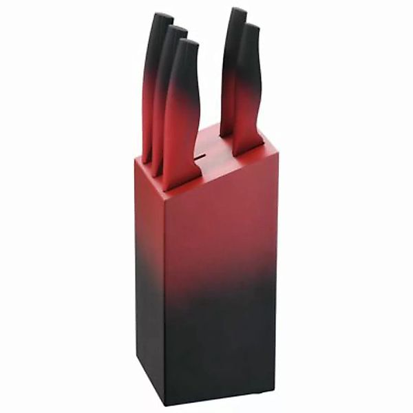 HTI-Line Messer-Set 6-teilig inkl. Holzblock rot günstig online kaufen