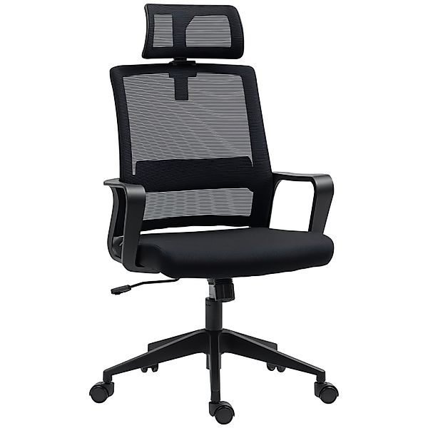 HOMCOM Bürostuhl mit Armlehne Mesh Schwarz 64L x 60B x 102-112H cm günstig online kaufen