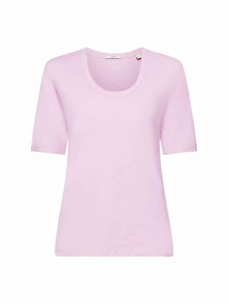 Esprit T-Shirt Baumwoll-T-Shirt mit U-Ausschnitt (1-tlg) günstig online kaufen