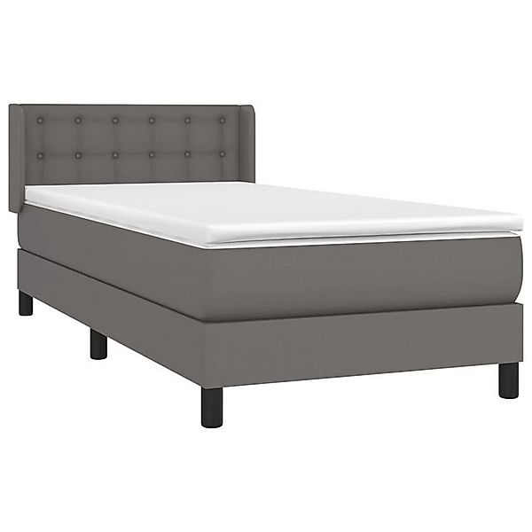 vidaXL Bett Boxspringbett mit Matratze Grau 80x200 cm Kunstleder günstig online kaufen