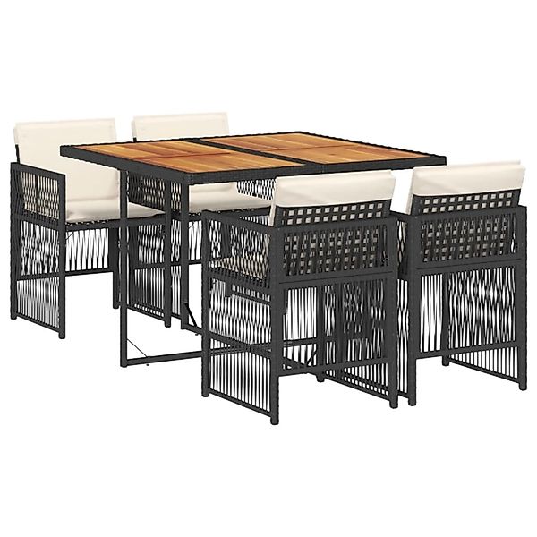 vidaXL 5-Tlg Garten-Essgruppe mit Kissen Schwarz Poly Rattan 3210903 günstig online kaufen