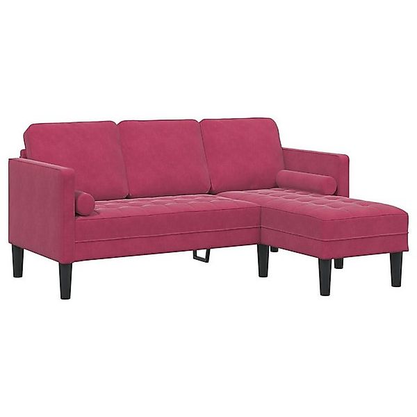 vidaXL Sofa 3-Sitzer Sofa mit Chaise L-förmig Weinrot 160 cm Samt, 1 Teile günstig online kaufen