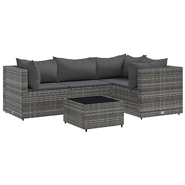 vidaXL Gartenlounge-Set 5-tlg. Garten-Lounge-Set mit Kissen günstig online kaufen