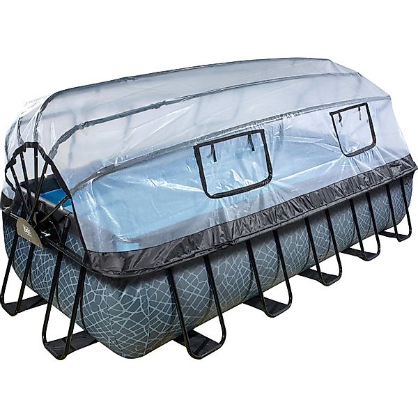 EXIT Stone Pool Grau 540x250x100cm m. Sandfilterpumpe u. Abdeckung günstig online kaufen