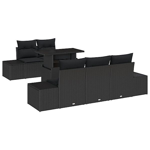 vidaXL Loungesofa 6-tlg. Garten-Sofagarnitur mit Kissen Schwarz Poly Rattan günstig online kaufen