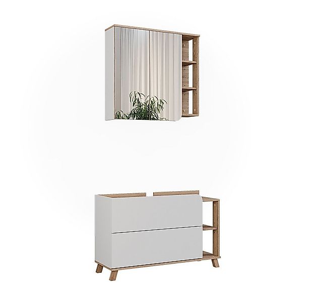 Vicco Badmöbel-Set Karen, Sonoma/Weiß, 2 Teile, (2-St., 2er Set) günstig online kaufen