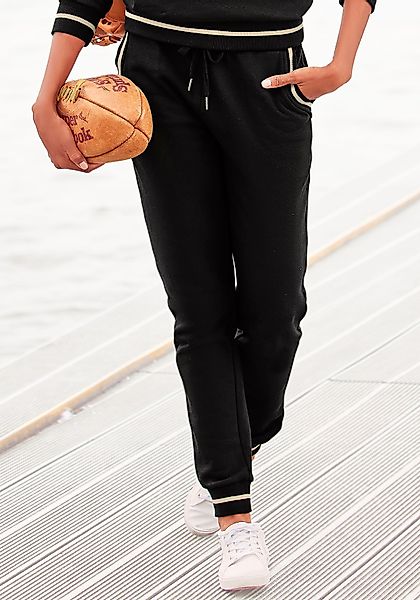 LASCANA Sweathose mit gestreifem Rippbündchen, Loungeanzug günstig online kaufen
