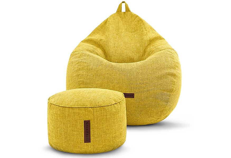 Green Bean Sitzsack Indoor Sitzsack L Home Linen + Hocker (2er Set Indoor S günstig online kaufen