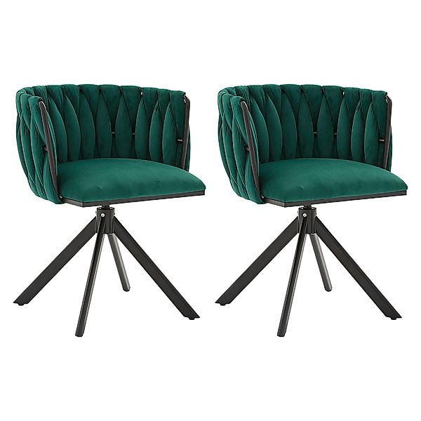 Set aus 2 Velours-Drehstuhl, 180°-Schwenkfunktion, Ergonomische Rückenunter günstig online kaufen