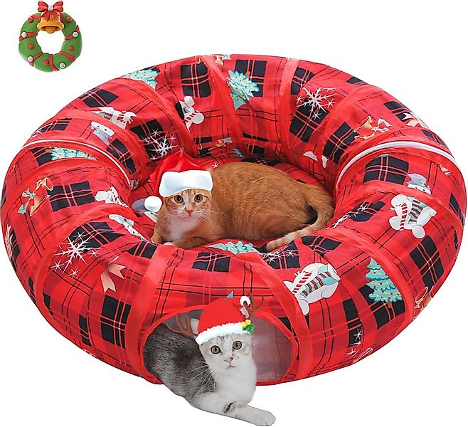 Purpurra Tiertunnel Katzentunnel mit Plüschmatte und Ball, Ø 90 cm, 95*95*2 günstig online kaufen