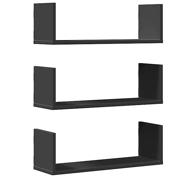 vidaXL Regal Wandregale 3 Stk. Schwarz 58x18x18 cm Holzwerkstoff, 1-tlg. günstig online kaufen