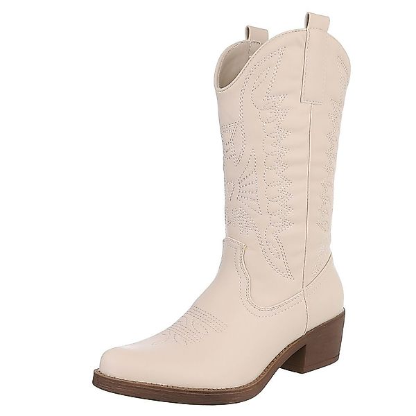 Ital-Design Damen Kniehohe Western-Stiefel mit Stickerei günstig online kaufen