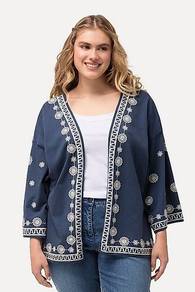 Ulla Popken Blusenjacke Blusen-Kaftan Stickerei offene Form Langarm günstig online kaufen