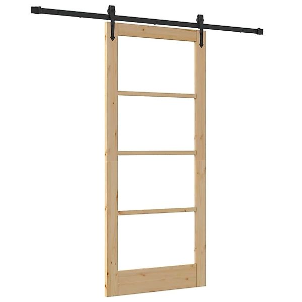 vidaXL Schiebetür Braun 86 x 198,5 cm Holz und Metall 3332395 günstig online kaufen