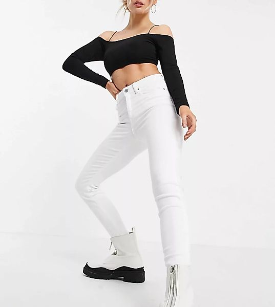 ASOS DESIGN Petite high – Ridley – Enge Jeans mit hohem Bund in Optischweiß günstig online kaufen