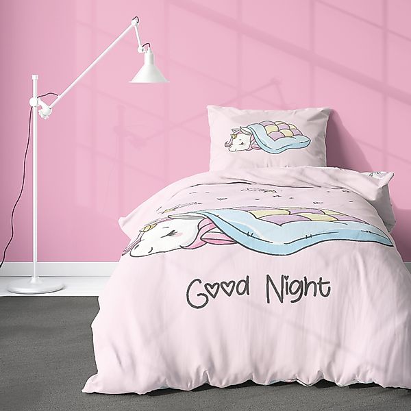 MTOnlinehandel Kinderbettwäsche Einhorn 135x200 + 80x80 günstig online kaufen