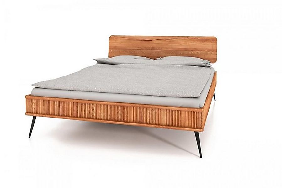 Natur24 Einzelbett Bett Tula 1 Sonderlänge 120x220 Kernbuche Holzkopfteil u günstig online kaufen