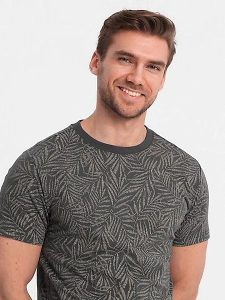 OMBRE Print-Shirt T-Shirt für Männer mit Palmblattmotiv- graphit V4 günstig online kaufen