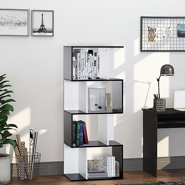 HOMCOM  Bücherregal S-förmiges Standregal Lagerregal 4-stufige Vitrine mit günstig online kaufen