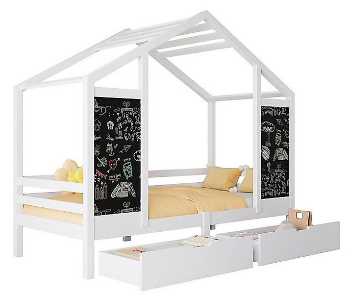 FUROKOY Spielbett Hausbett Kinderbett 90x200cm, Bett aus Kiefernholz (mit 2 günstig online kaufen