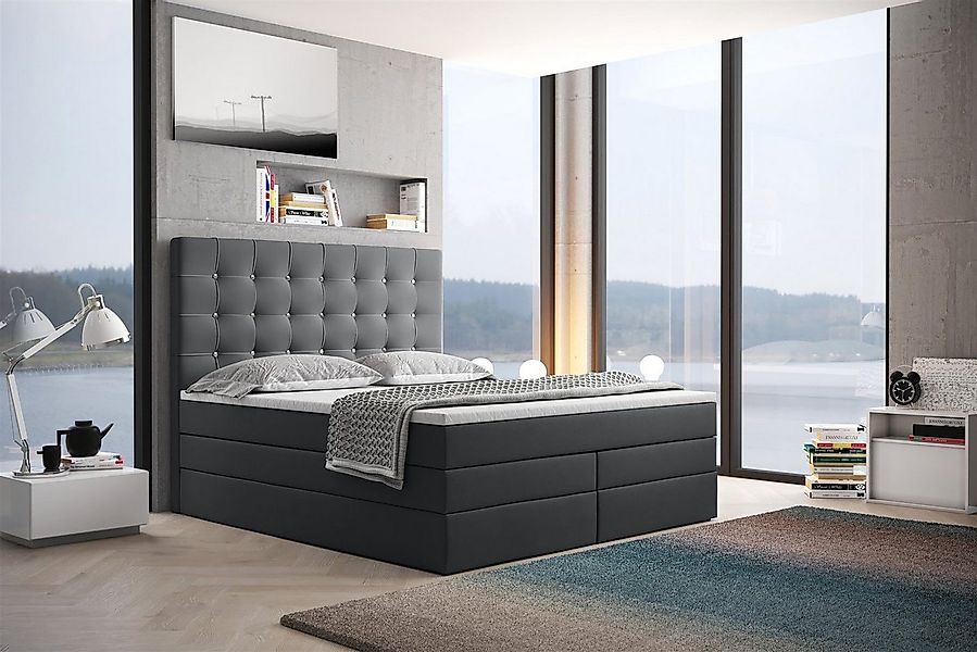 Fun Möbel Boxspringbett Boxspringbett Schlafzimmerbett TRIANA DELUX Kunstle günstig online kaufen