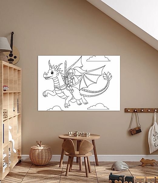 queence Bild "Fliegender Drache & Ritter" Drachen  Figuren  Mädchen  Märche günstig online kaufen
