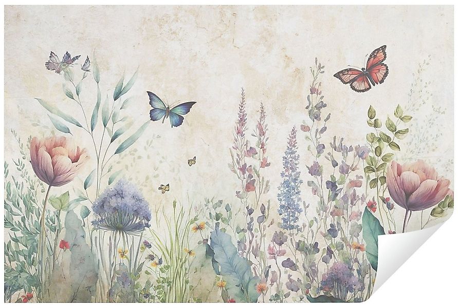 Wallarena Fototapete Blumen Vintage Wiese Vlies Tapete Wohnzimmer Schlafzim günstig online kaufen