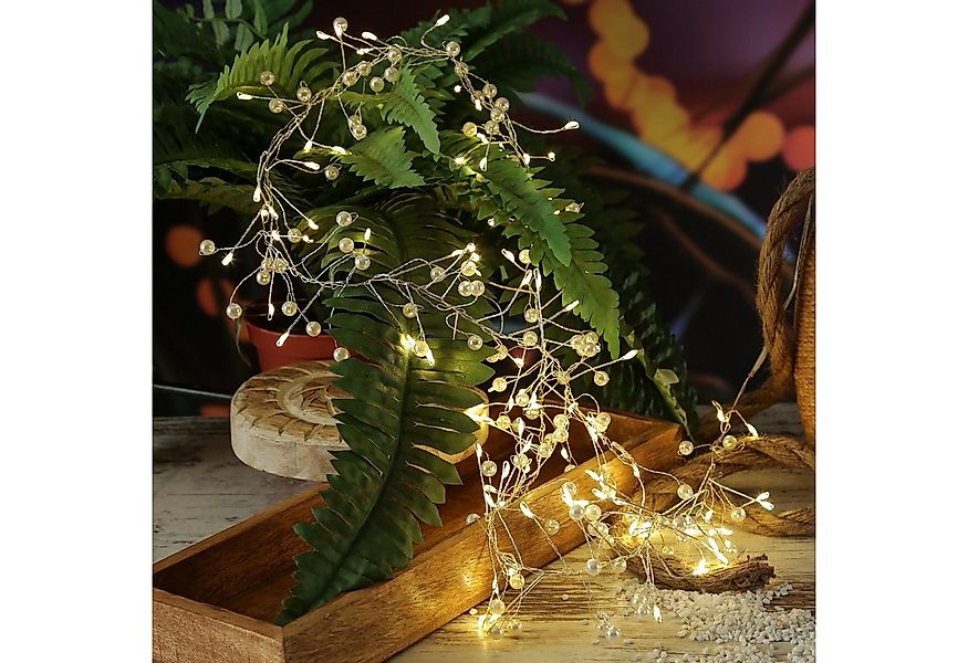 MARELIDA LED-Lichterkette Perlen weiß Cluster Dekolichterkette Draht 100LED günstig online kaufen