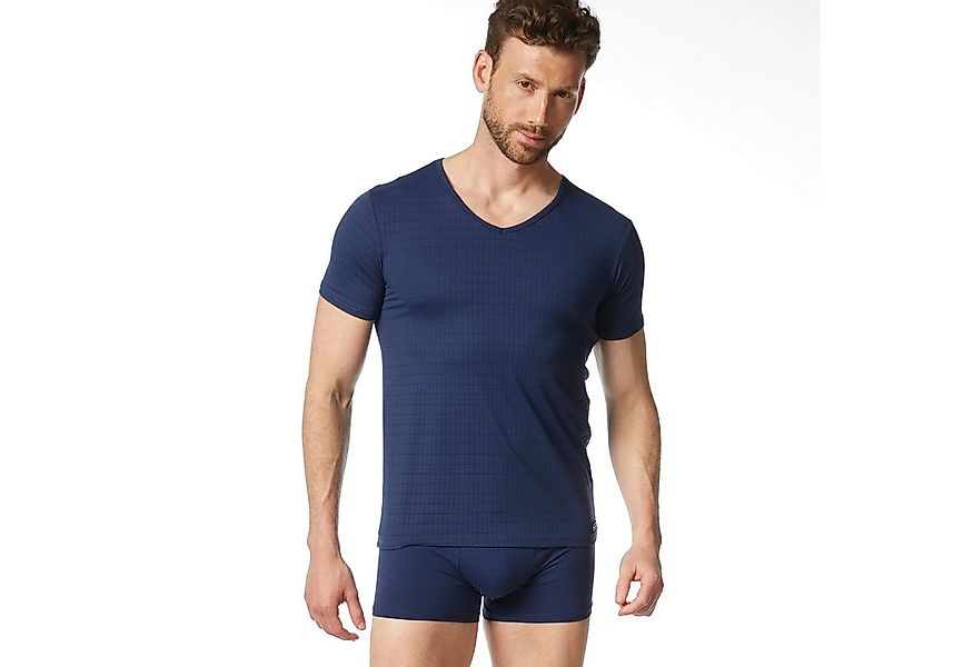 Bruno Banani V-Shirt CHECK LINE 2.0 Pique Optik, Kurzarm, V-Neck, Cotton-Mi günstig online kaufen