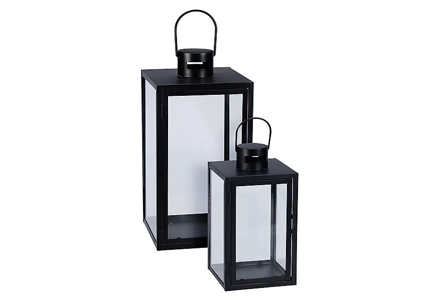 Mojawo Laterne 2tlg Metall Laternen Set Schwarz Gartenlaterne Windlicht ca. günstig online kaufen