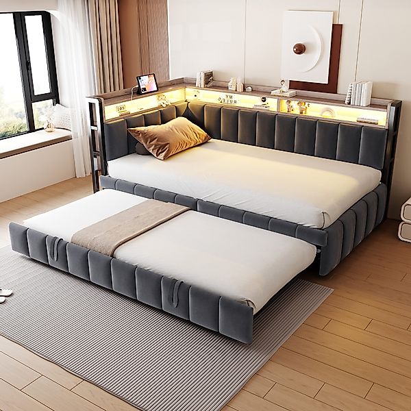 Flieks Daybett, LED Polsterbett Schlafsofa 90x200cm günstig online kaufen