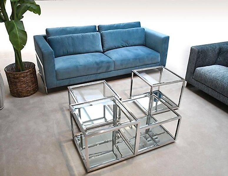 Leonique Couchtisch »Maik«, Couchtisch, 4 Tische, Glas, Chromgestell, 50x50 günstig online kaufen