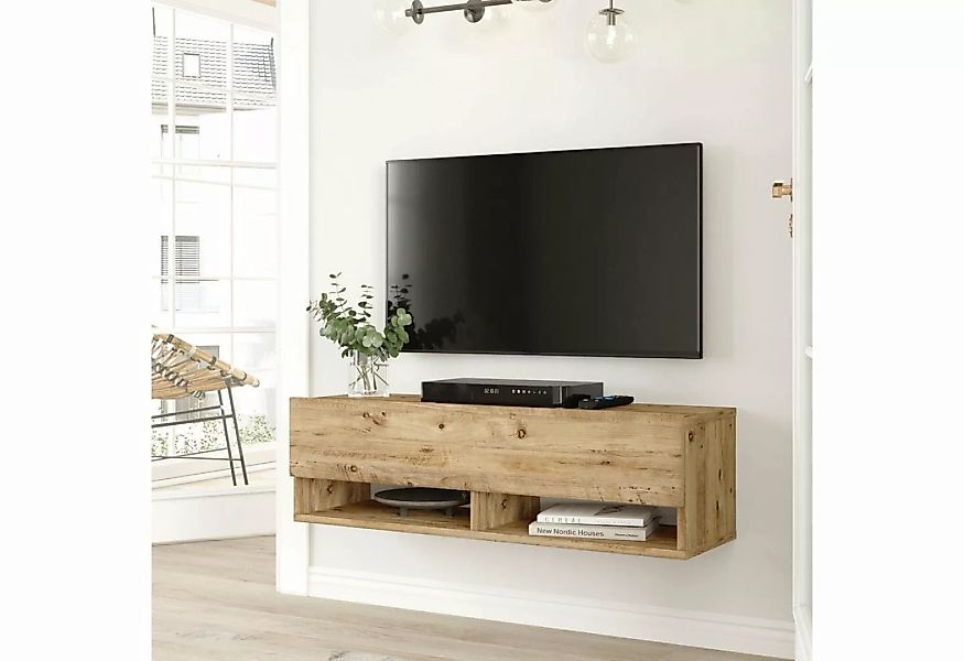 en.casa TV-Schrank »Laitila« TV Hängeboard 100x31,5x29,5cm Eiche rustikal günstig online kaufen