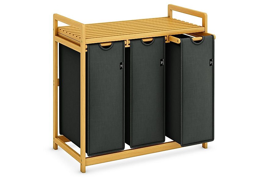 AdelDream Wäschekorb Wäschekörbe mit Bambusrahmen, 150 l, 3 Fächer günstig online kaufen