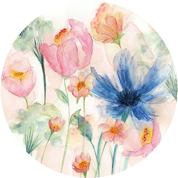 Komar Selbstklebende Runde Tapete May Multicolor Ø 125 cm 611159 günstig online kaufen