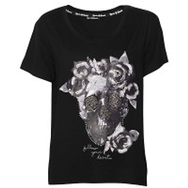 Damen T-Shirt Flower-Skull-BE-black günstig online kaufen