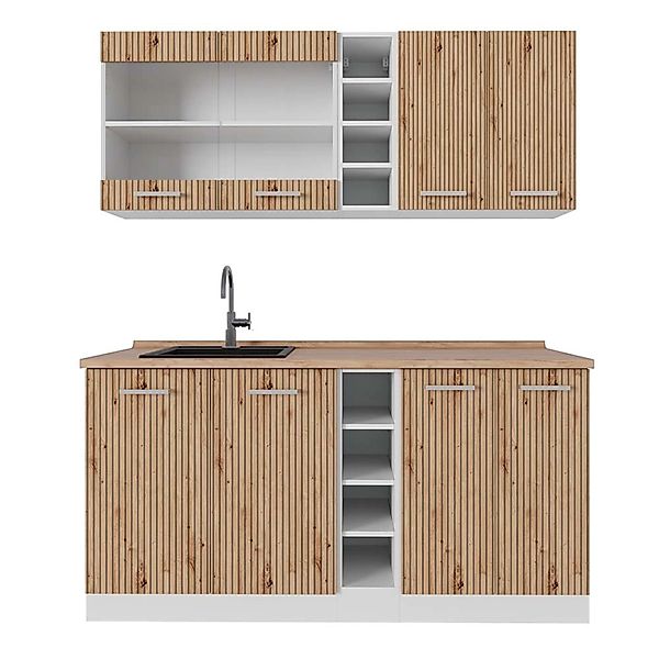 Vicco R-Line Singleküche Artisan Eiche/Weiß 160 cm AP Eiche ohne E-Geräte günstig online kaufen