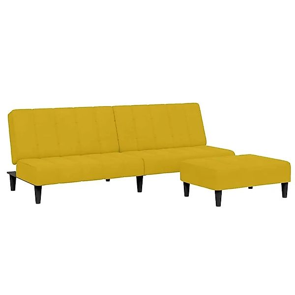 vidaXL Schlafsofa 2-Sitzer mit Fußhocker Gelb Samt 3258096 günstig online kaufen